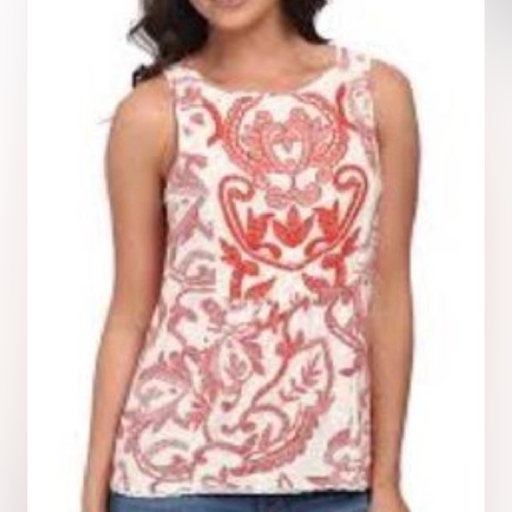 🩷 Lucky Brand Embroidered Bohemian Tank Top Size Small